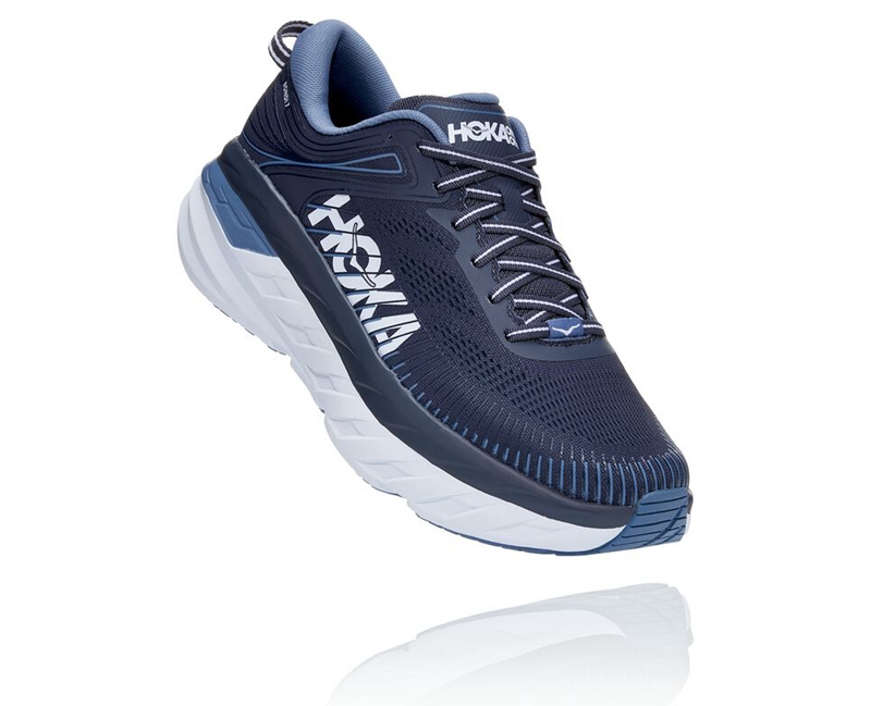 Hoka Bondi 7 Men's Road Running Shoes Navy | 67549-WVKM