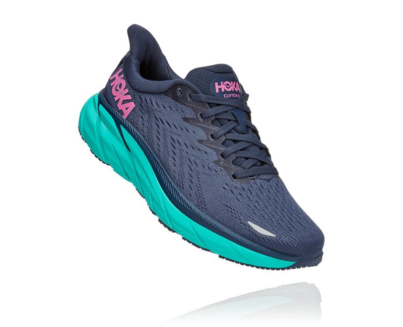 Hoka Clifton 8 Women's Road Running Shoes Navy | 82310-GVXN