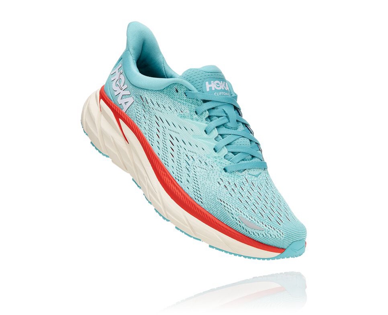 Hoka Clifton 8 Women's Road Running Shoes Turquoise | 96215-MVUP