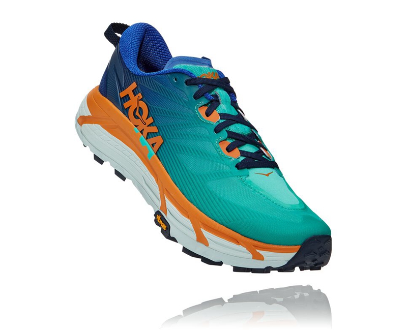 Hoka Mafate Speed 3 Men's Trail Running Shoes Green / Blue | 03856-MONZ