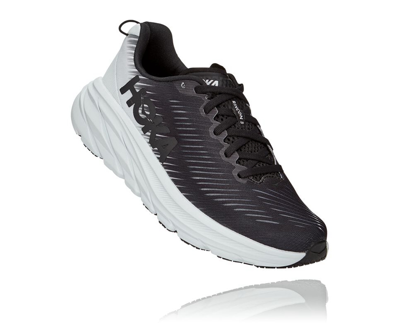 Hoka Rincon 3 Women's Road Running Shoes Black / White | 18720-JVWR