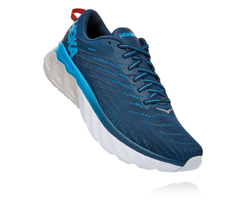 Hoka Arahi 4 Men\'s Road Running Shoes Blue | 76210-RZQF