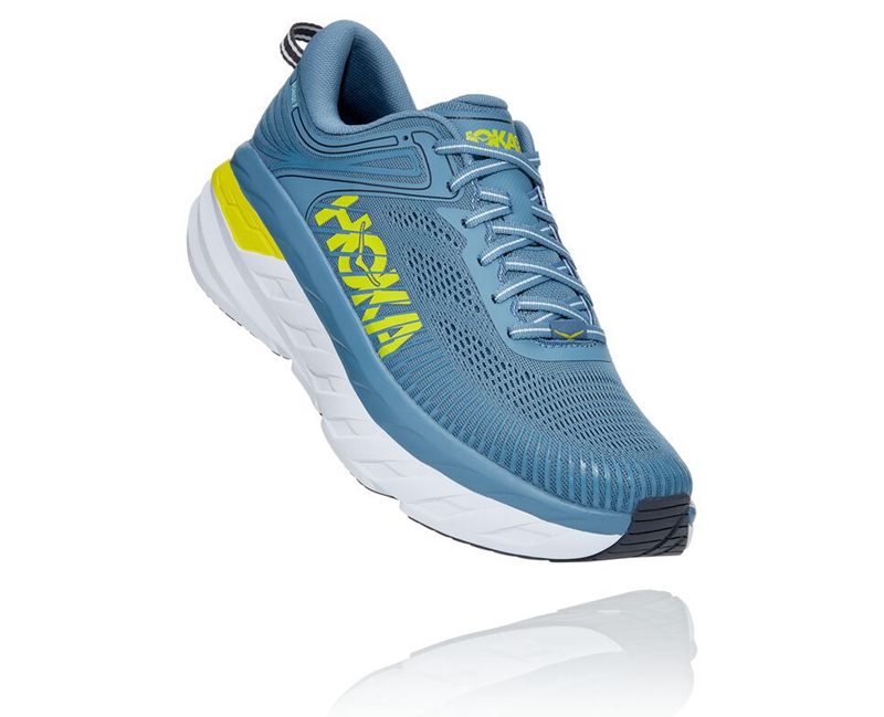 Hoka Bondi 7 Men\'s Road Running Shoes Blue | 82345-GPAM