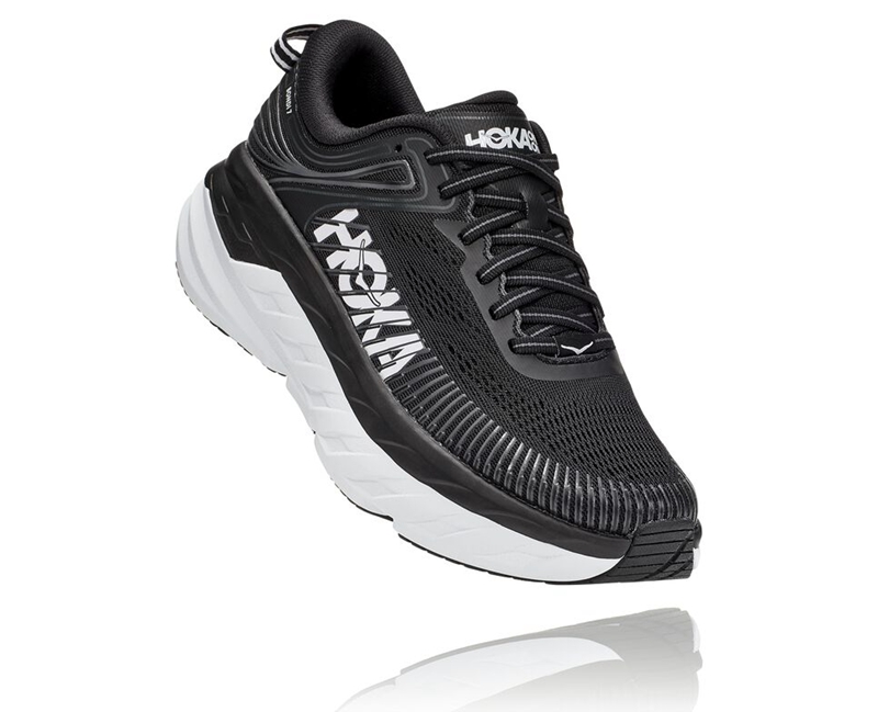 Hoka Bondi 7 Men\'s Road Running Shoes Black | 94865-LIPG