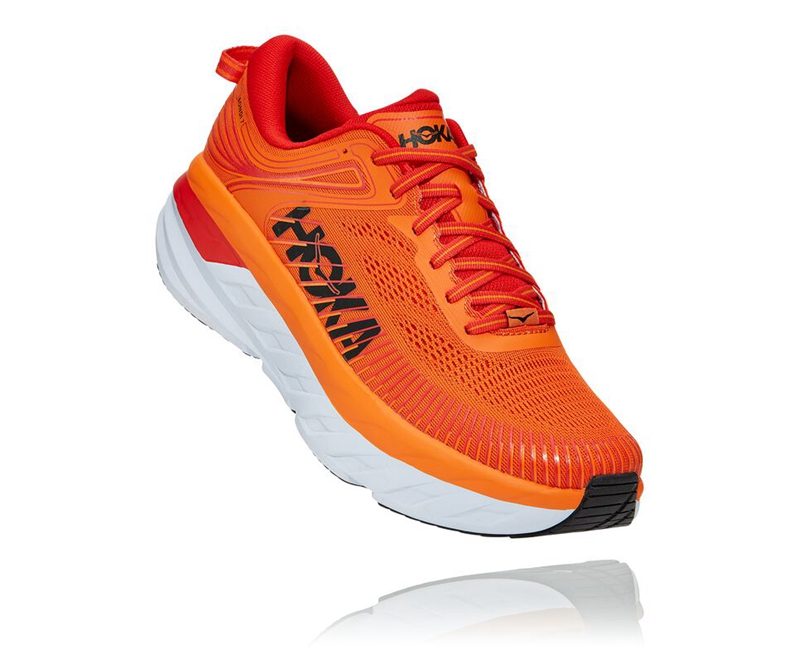 Hoka Bondi 7 Men\'s Road Running Shoes Orange | 17328-UNRE