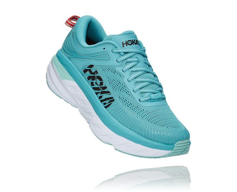 Hoka Bondi 7 Women\'s Road Running Shoes Turquoise | 56710-VADX