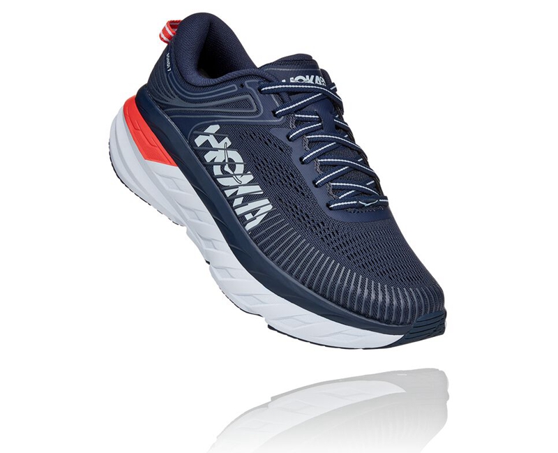 Hoka Bondi 7 Women\'s Road Running Shoes Navy | 67253-VZMG