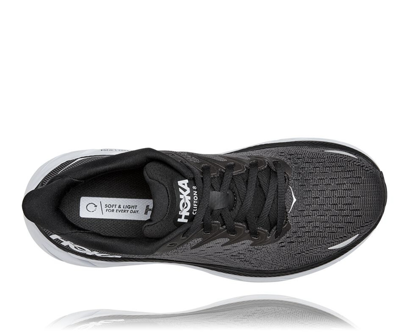 Hoka Clifton 8 Women's Road Running Shoes Black | 41579-VKNH