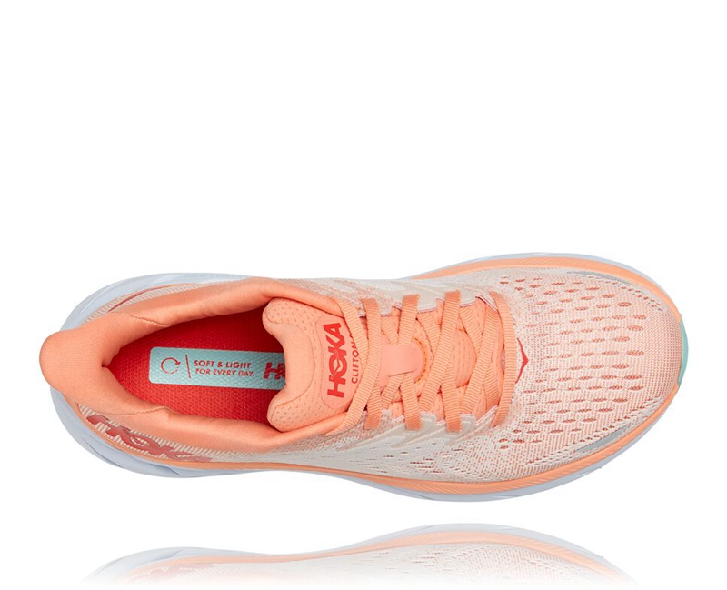 Hoka Clifton 8 Women's Road Running Shoes Orange | 42093-JNIX