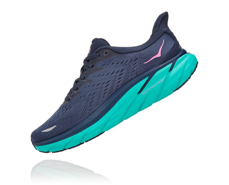 Hoka Clifton 8 Women's Road Running Shoes Navy | 82310-GVXN