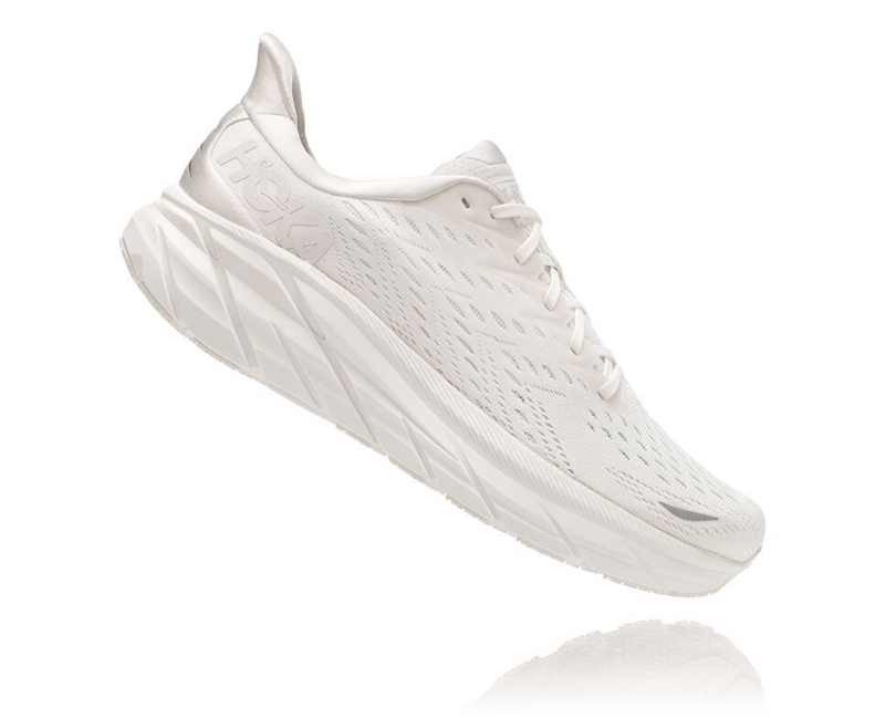 Hoka Clifton 8 Women's Road Running Shoes White | 89254-TPCF