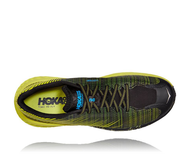 Hoka Evo Speedgoat Men's Trail Running Shoes Black / Yellow | 68041-IOLF