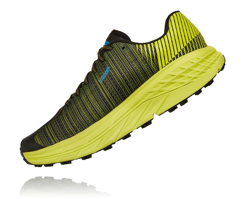 Hoka Evo Speedgoat Men's Trail Running Shoes Black / Yellow | 68041-IOLF