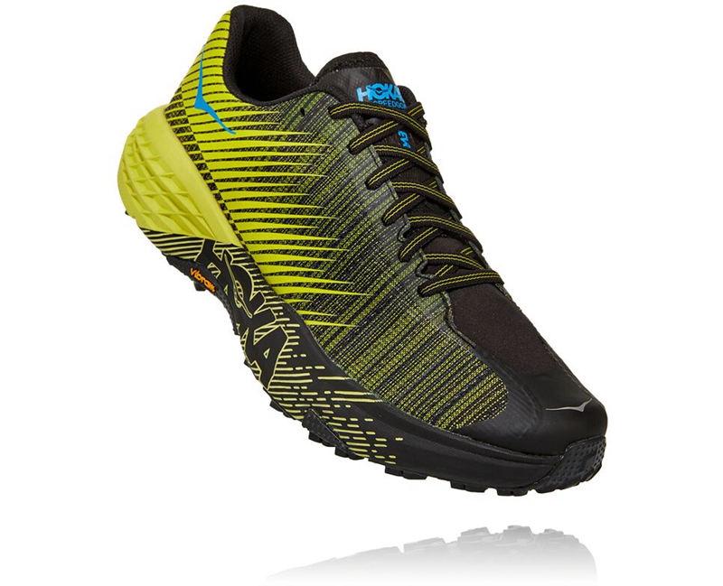 Hoka Evo Speedgoat Men\'s Trail Running Shoes Black / Yellow | 68041-IOLF