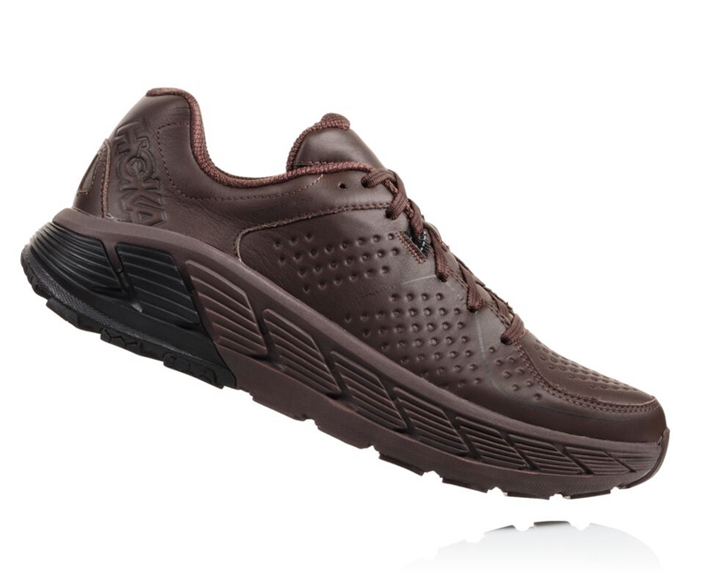 Hoka Gaviota Leather Men's Trail Running Shoes Coffee | 27960-TWNJ