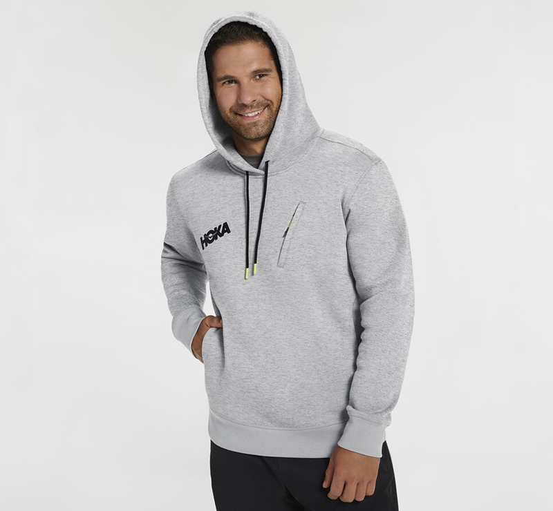 Hoka Hoodie Men\'s Running Outerwear Grey | 62095-LKSC