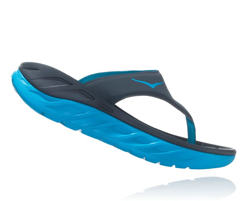 Hoka ORA Recovery Women's Flip Flops Black / Blue | 05943-TEHD