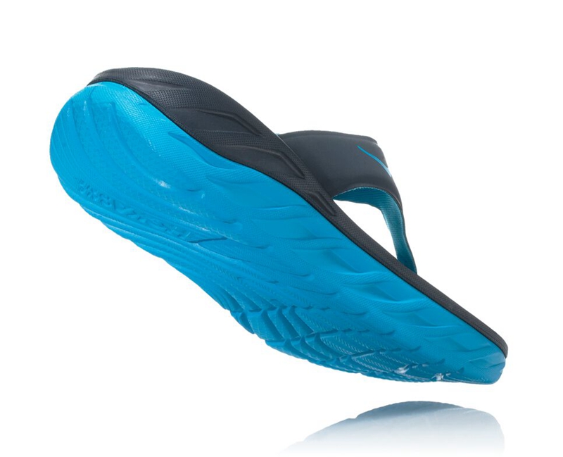 Hoka ORA Recovery Women's Flip Flops Black / Blue | 05943-TEHD