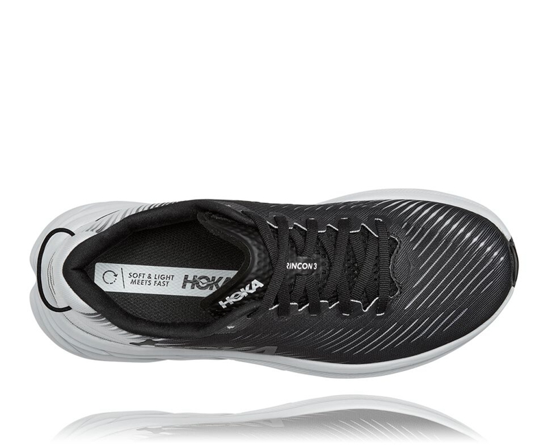 Hoka Rincon 3 Women's Road Running Shoes Black / White | 18720-JVWR